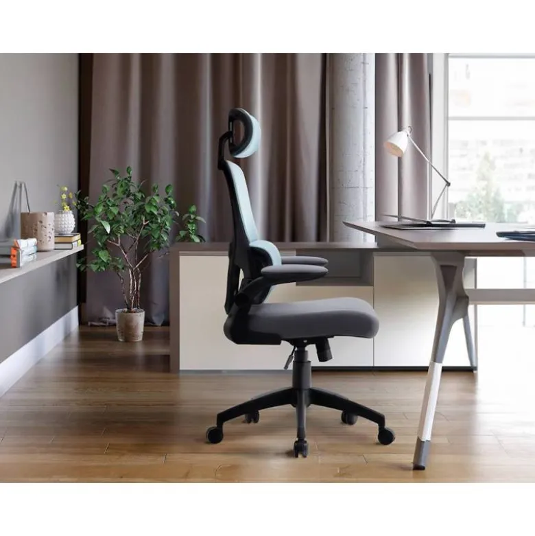 SILLA Q-CONNECT DIRECCION SORRENTO MALLA BASE METALICA ALT MAX 1320 ANC 650 PROF 600 MM RUEDAS PREMIUM AZUL GRIS