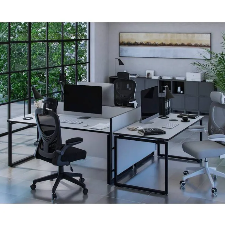 SILLA Q-CONNECT ERGONOMICA PAL ERMO MALLA BASE NYLON ALT MAX 1300 ANC 610 PROF 600 RUEDAS PREMIUM COLOR BLANCO GRIS
