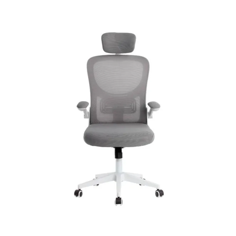 SILLA Q-CONNECT ERGONOMICA PAL ERMO MALLA BASE NYLON ALT MAX 1300 ANC 610 PROF 600 RUEDAS PREMIUM COLOR BLANCO GRIS