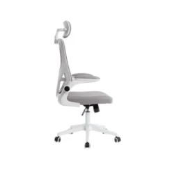 SILLA Q-CONNECT ERGONOMICA PAL ERMO MALLA BASE NYLON ALT MAX 1300 ANC 610 PROF 600 RUEDAS PREMIUM COLOR BLANCO GRIS