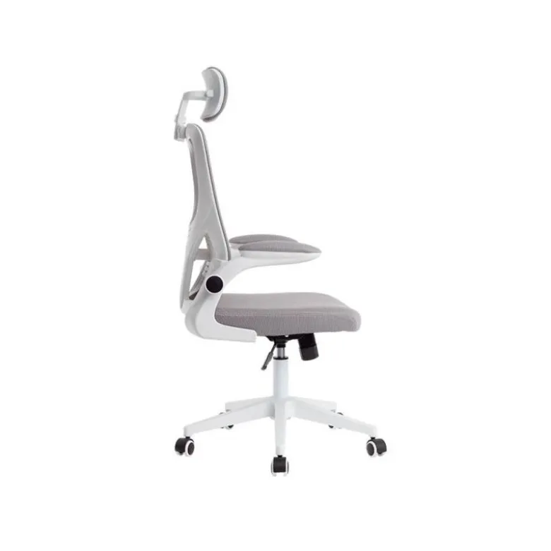 SILLA Q-CONNECT ERGONOMICA PAL ERMO MALLA BASE NYLON ALT MAX 1300 ANC 610 PROF 600 RUEDAS PREMIUM COLOR BLANCO GRIS