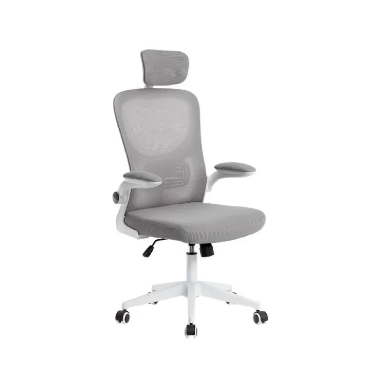 SILLA Q-CONNECT ERGONOMICA PAL ERMO MALLA BASE NYLON ALT MAX 1300 ANC 610 PROF 600 RUEDAS PREMIUM COLOR BLANCO GRIS