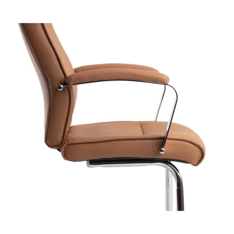 SILLA Q-CONNECT ESCRITORIO MOD ENA SIMIL PIEL BASE METALICA ALT MAX 1050 ANC 630 PROF 650 COLOR CREMA