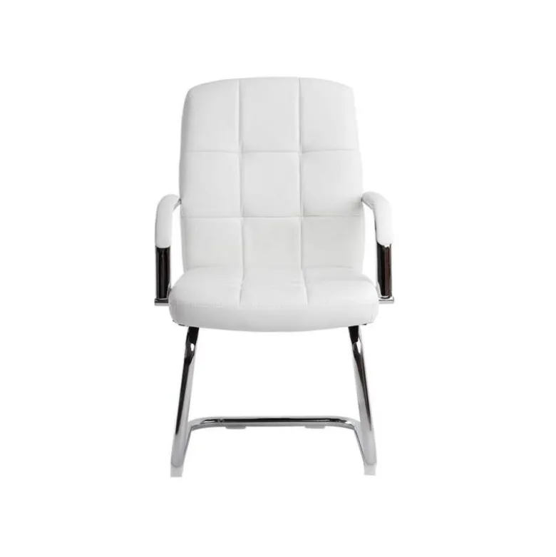 SILLA Q-CONNECT ESCRITORIO PIA VE SIMIL PIEL BASE METALICA ALT MAX 1050 ANC 610 PROF 680 COLOR BLANCO