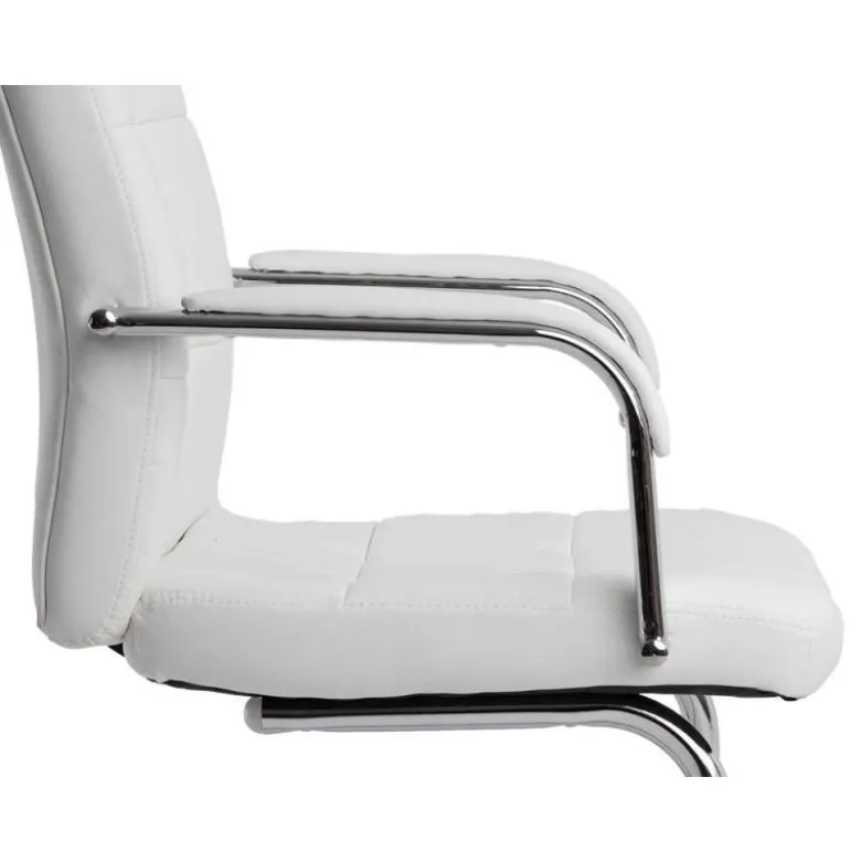 SILLA Q-CONNECT ESCRITORIO PIA VE SIMIL PIEL BASE METALICA ALT MAX 1050 ANC 610 PROF 680 COLOR BLANCO