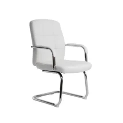 SILLA Q-CONNECT ESCRITORIO PIA VE SIMIL PIEL BASE METALICA ALT MAX 1050 ANC 610 PROF 680 COLOR BLANCO