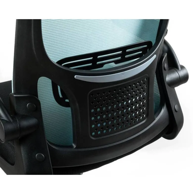 SILLA Q-CONNECT OFICINA ALBA MALLA BASE METALICA ALT MAX 1110 ANC 610 PROF 580 RUEDAS PREMIUM COLOR NEGRO AZUL