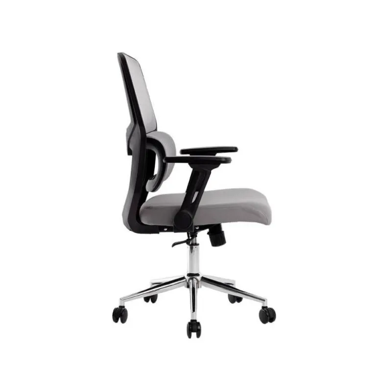 SILLA Q-CONNECT OFICINA LUCCA MALLA BASE METALICA ALT MAX 1090 ANC 700 PROF 650 RUEDAS PREMIUM COLOR NEGRO GRIS