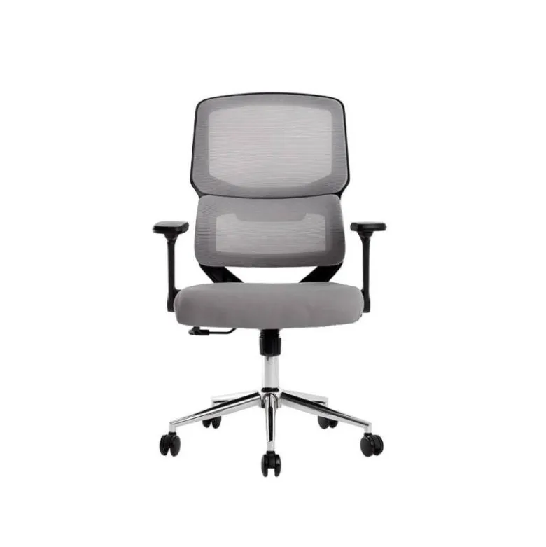 SILLA Q-CONNECT OFICINA LUCCA MALLA BASE METALICA ALT MAX 1090 ANC 700 PROF 650 RUEDAS PREMIUM COLOR NEGRO GRIS
