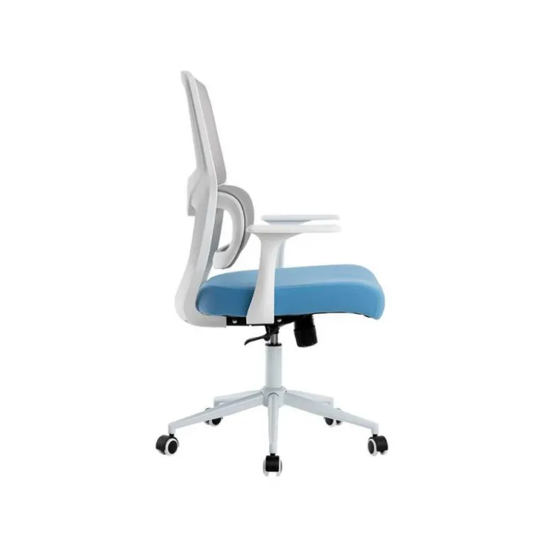 SILLA Q-CONNECT OFICINA LUCCA MALLA BASE METALICA ALT MAX 1090 ANC 700 PROF 650 RUEDAS PREMIUM COLOR BLANCO GRIS AZUL