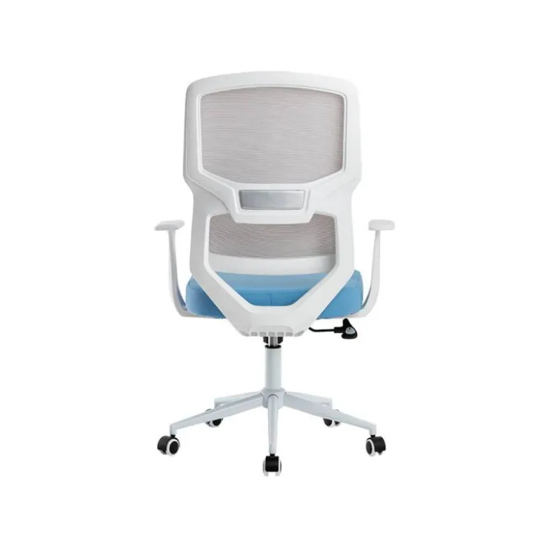 SILLA Q-CONNECT OFICINA LUCCA MALLA BASE METALICA ALT MAX 1090 ANC 700 PROF 650 RUEDAS PREMIUM COLOR BLANCO GRIS AZUL
