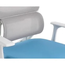SILLA Q-CONNECT OFICINA LUCCA MALLA BASE METALICA ALT MAX 1090 ANC 700 PROF 650 RUEDAS PREMIUM COLOR BLANCO GRIS AZUL