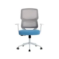 SILLA Q-CONNECT OFICINA LUCCA MALLA BASE METALICA ALT MAX 1090 ANC 700 PROF 650 RUEDAS PREMIUM COLOR BLANCO GRIS AZUL
