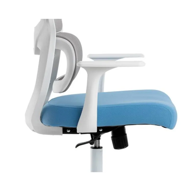 SILLA Q-CONNECT OFICINA LUCCA MALLA BASE METALICA ALT MAX 1090 ANC 700 PROF 650 RUEDAS PREMIUM COLOR BLANCO GRIS AZUL