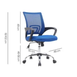SILLA Q-CONNECT OFICINA SIENA MALLA BASE METALICA ALT MAX 1000 ANC 560 PROF 570 RUEDAS PREMIUM COLOR NEGRO AZUL
