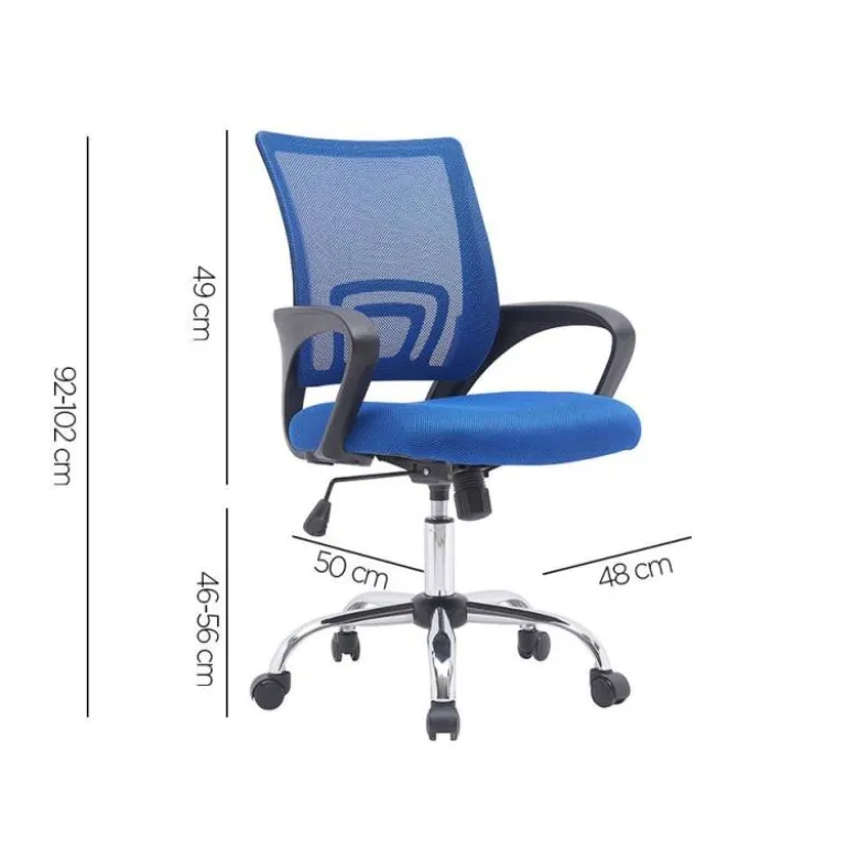 SILLA Q-CONNECT OFICINA SIENA MALLA BASE METALICA ALT MAX 1000 ANC 560 PROF 570 RUEDAS PREMIUM COLOR NEGRO AZUL