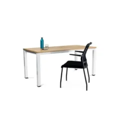 SILLA ROCADA CONFIDENTE BRAZOS FIJOS ESTRUCTURA METALICA ASIENTO TELA IGNIFUGA NEGRO RESPALDO MALLA