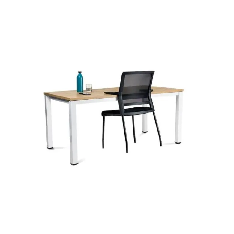 SILLA ROCADA CONFIDENTE BRAZOS FIJOS ESTRUCTURA METALICA ASIENTO TELA IGNIFUGA NEGRO RESPALDO MALLA