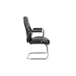 SILLA ROCADA CONFIDENTE BRAZOS FIJOS ESTRUCTURA CROMADA ASIENTO Y RESPALDO TAPIZADO SIMILPIEL NEGRO