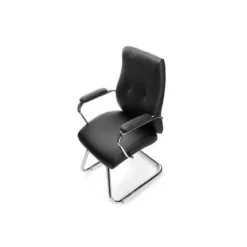 SILLA ROCADA CONFIDENTE BRAZOS FIJOS ESTRUCTURA CROMADA ASIENTO Y RESPALDO TAPIZADO SIMILPIEL NEGRO