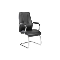 SILLA ROCADA CONFIDENTE BRAZOS FIJOS ESTRUCTURA CROMADA ASIENTO Y RESPALDO TAPIZADO SIMILPIEL NEGRO