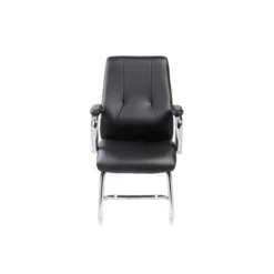 SILLA ROCADA CONFIDENTE BRAZOS FIJOS ESTRUCTURA CROMADA ASIENTO Y RESPALDO TAPIZADO SIMILPIEL NEGRO