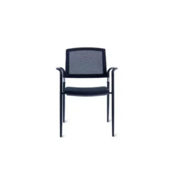 SILLA ROCADA CONFIDENTE BRAZOS FIJOS ESTRUCTURA METALICA BLANCA ASIENTO TELA IGNIFUGA RESPALDO DE MALLA