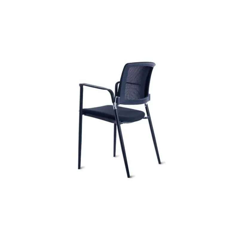 SILLA ROCADA CONFIDENTE BRAZOS FIJOS ESTRUCTURA METALICA BLANCA ASIENTO TELA IGNIFUGA RESPALDO DE MALLA