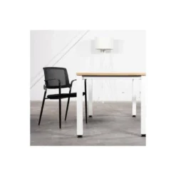 SILLA ROCADA CONFIDENTE BRAZOS FIJOS ESTRUCTURA METALICA BLANCA ASIENTO TELA IGNIFUGA RESPALDO DE MALLA