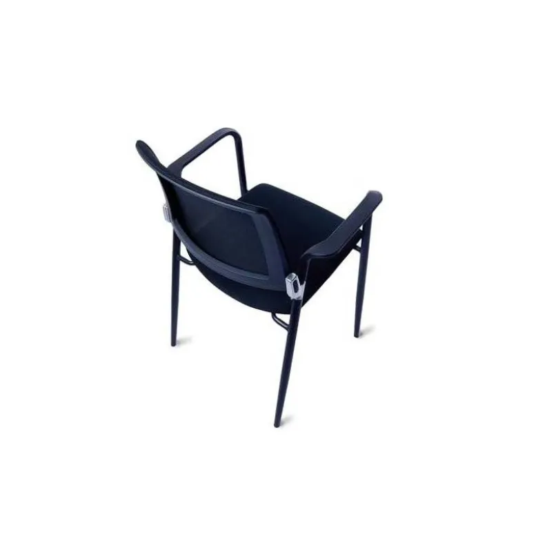 SILLA ROCADA CONFIDENTE BRAZOS FIJOS ESTRUCTURA METALICA BLANCA ASIENTO TELA IGNIFUGA RESPALDO DE MALLA