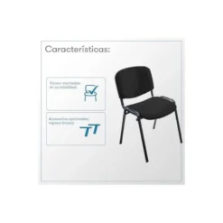 SILLA ROCADA CONFIDENTE ESTRUCTURA METALICA TAPIZADA EN TELA IGNIFUGA NEGRA 57X81X48 CM