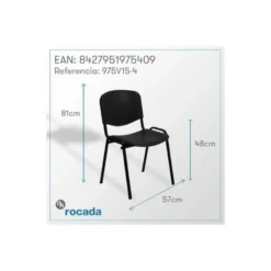 SILLA ROCADA CONFIDENTE ESTRUCTURA METALICA RESPALDO Y ASIENTO EN POLIMERO COLOR NEGRO