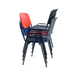 SILLA ROCADA CONFIDENTE ESTRUCTURA METALICA RESPALDO Y ASIENTO EN POLIMERO COLOR ROJO