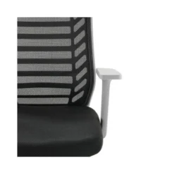 SILLA ROCADA DE OFICINA BRAZOS REGULABLES ESTRUCTURA GRIS RESPALDO MALLA Y ASIENTO TELA IGNIFUGA NEGRO