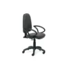 SILLA ROCADA DE OFICINA BRAZOS FIJOS BASE NYLON RESPALDO Y ASIENTO TELA IGNIFUGA GRIS
