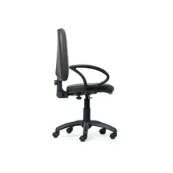SILLA ROCADA DE OFICINA BRAZOS FIJOS BASE NYLON RESPALDO Y ASIENTO TELA IGNIFUGA GRIS