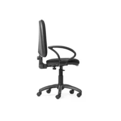 SILLA ROCADA DE OFICINA BRAZOS FIJOS BASE NYLON RESPALDO Y ASIENTO TELA IGNIFUGA NEGRO