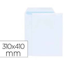 SOBRE LIDERPAPEL BOLSA BLANCO 310X410 MM SOLAPA TIRA DE SILICONA PAPEL OFFSET 100 GR CAJA DE 250 UNIDADES