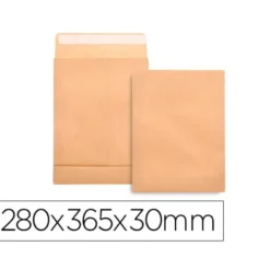 SOBRE LIDERPAPEL BOLSA FUELLE KRAFT 280X365 MM SOLAPA TIRA DE SILICONA PAPEL 120 GR CAJA DE 50 UNIDADES