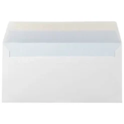 Sobre N.5 Liderpapel, 115x225mm, 500 unidades blanco americano con tira de silicona open system.