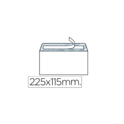Sobre N.5 Liderpapel, 115x225mm, 500 unidades blanco americano con tira de silicona open system.