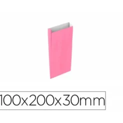 SOBRE PAPEL BASIKA CELULOSA ROSA CON FUELLE XXS 100X200X30 MM PAQUETE DE 25 UNIDADES
