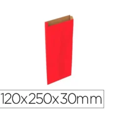 SOBRE PAPEL BASIKA KRAFT ROJO CON FUELLE XS 120X250X30 MM PAQUETE DE 25 UNIDADES