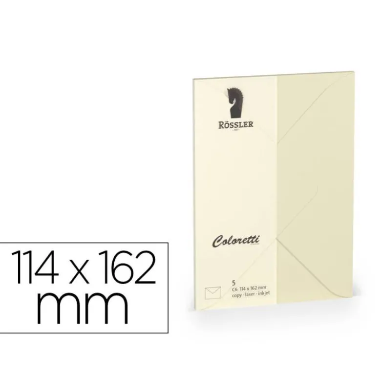 SOBRE ROSSLER COLORETTI C6 MINISTRO COLOR CREMA 114X162 MM PACK DE 5 UNIDADES