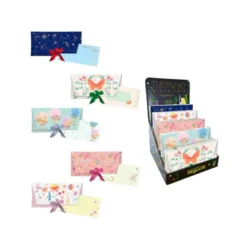 SOBRES DE REGALO ARGUVAL CON LAZO + TARJETA 4 MODELOS PAPEL 250 GR CON RELIEVE Y HOLOGRAFIA 23X11 CM