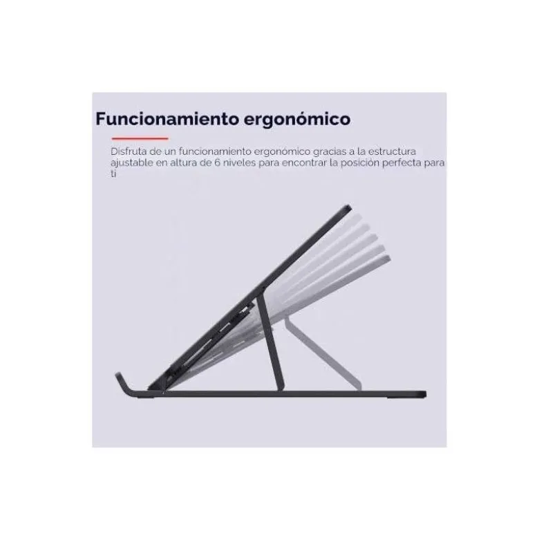 SOPORTE ELEVADOR TRUST PRIMO PARA PORTATIL 16" AJUSTABLE 6 ALTURAS COLOR NEGRO