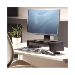 SOPORTE FELLOWES PARA MONITOR DESIGNER SUITES AJUSTABLE 3 ALTURAS CON BANDEJA NEGRO 406X111X244 MM HASTA 18 KG