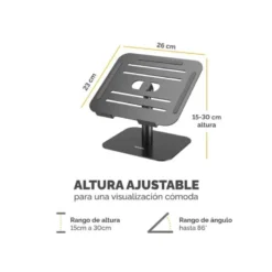 SOPORTE PARA PORTATIL FELLOWES ALUMINIA CON PEANA NEGRO 280X245X65 MM