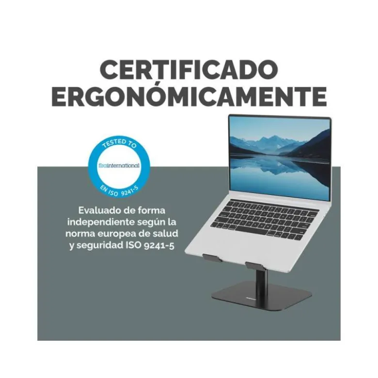 SOPORTE PARA PORTATIL FELLOWES ALUMINIA CON PEANA NEGRO 280X245X65 MM