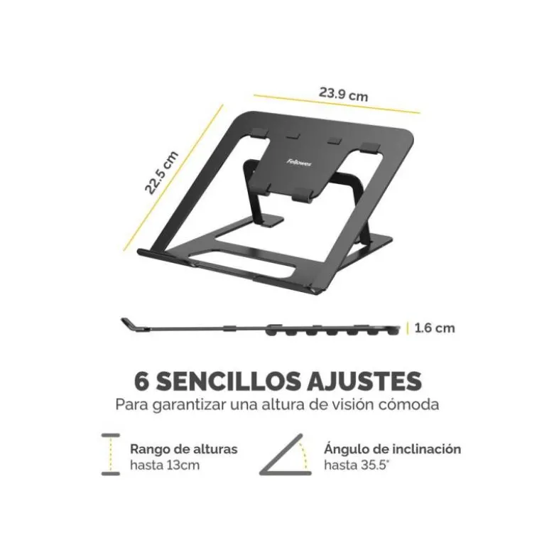 SOPORTE PARA PORTATIL FELLOWES ALUMINIA PLEGABLE NEGRO 315X230X20 MM
